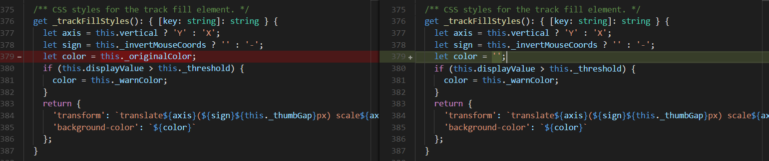 slider override color diff